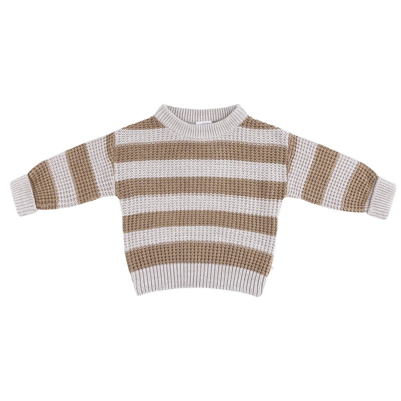 Kynd Baby Organics Textured Knit Jumper - Caramel Stripe