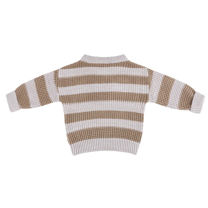 Kynd Baby Organics Textured Knit Jumper - Caramel Stripe