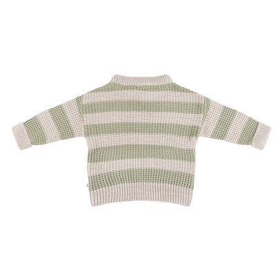 Kynd Baby Organics Textured Knit Jumper - Light Sage Stripe