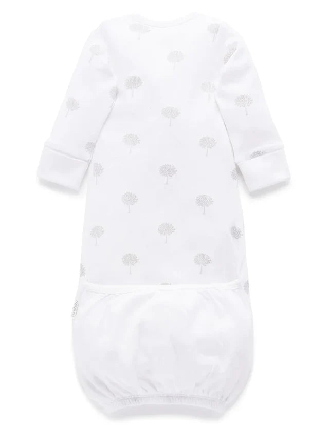 Purebaby Organic Sleepsuit - Pale Grey Tree