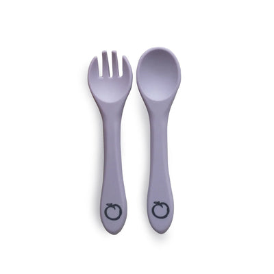 Plum Silicone 2 Pack Fork & Spoon Set - Lilac