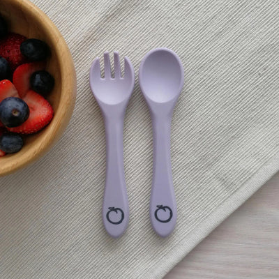 Plum Silicone 2 Pack Fork & Spoon Set - Lilac