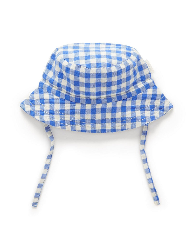Purebaby Linen Blend Sunhat - Nile Gingham