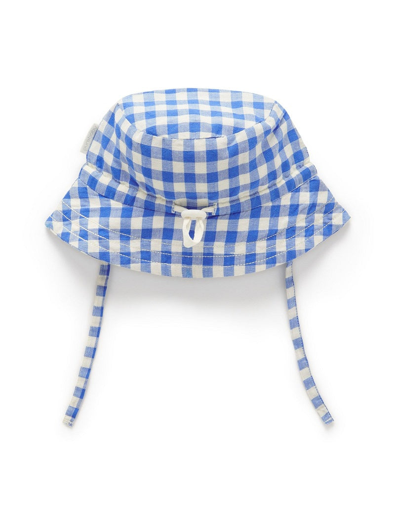 Purebaby Linen Blend Sunhat - Nile Gingham