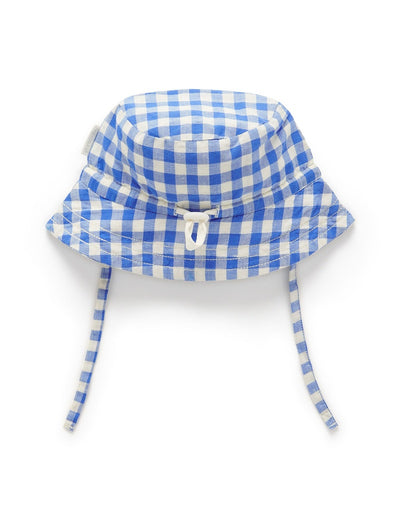 Purebaby Linen Blend Sunhat - Nile Gingham