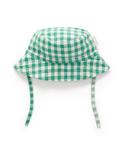 Purebaby Linen Blend Sunhat - Palm Gingham