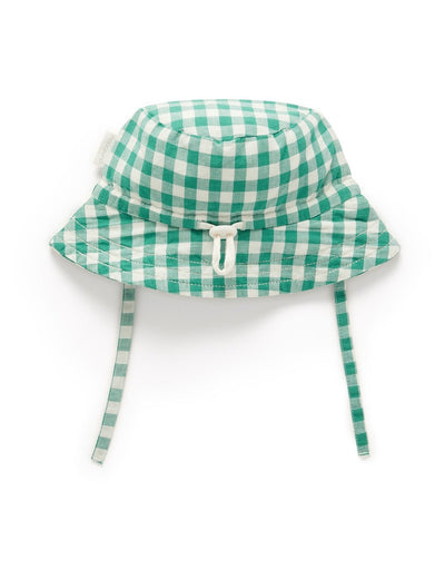 Purebaby Linen Blend Sunhat - Palm Gingham