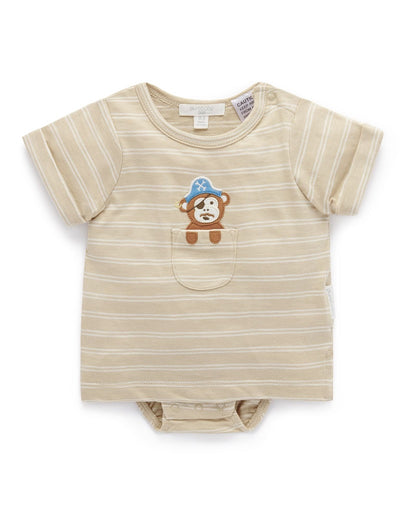 Purebaby Peekaboo Bodysuit Tee - Sand Stripe
