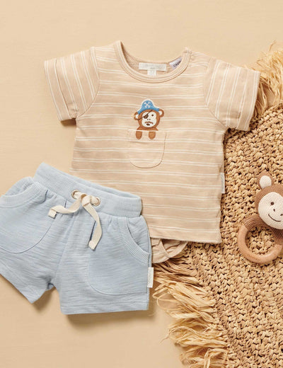 Purebaby Peekaboo Bodysuit Tee - Sand Stripe