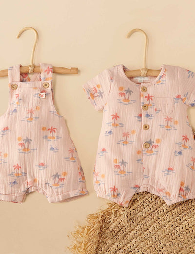 Purebaby Palm Tree Overalls - Palm Island Print