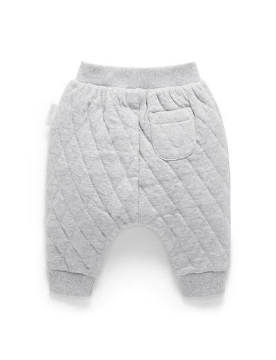 Purebaby Quilted Slouchy Track Pants - Grey Melange/Almond Melange