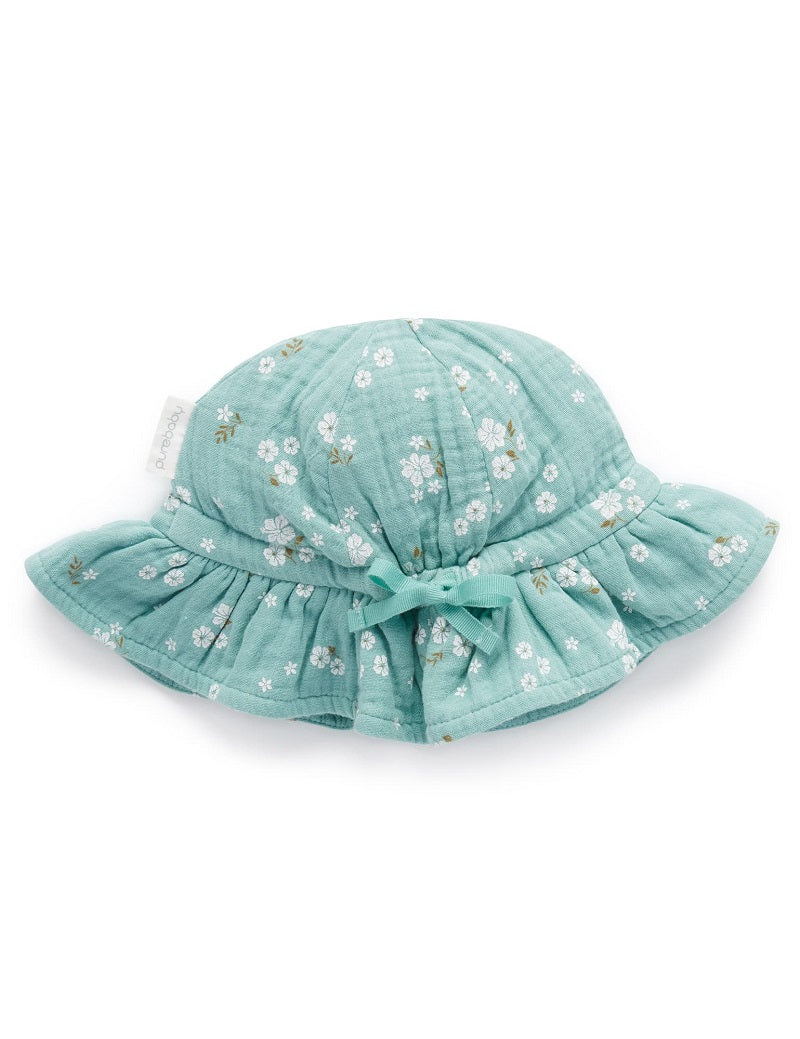 Purebaby Frangipani Sunhat - Frangipani Print