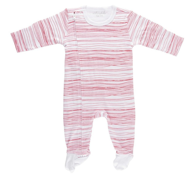 Emotion & Kids Zipped Outfit with Feet - Red Scribble