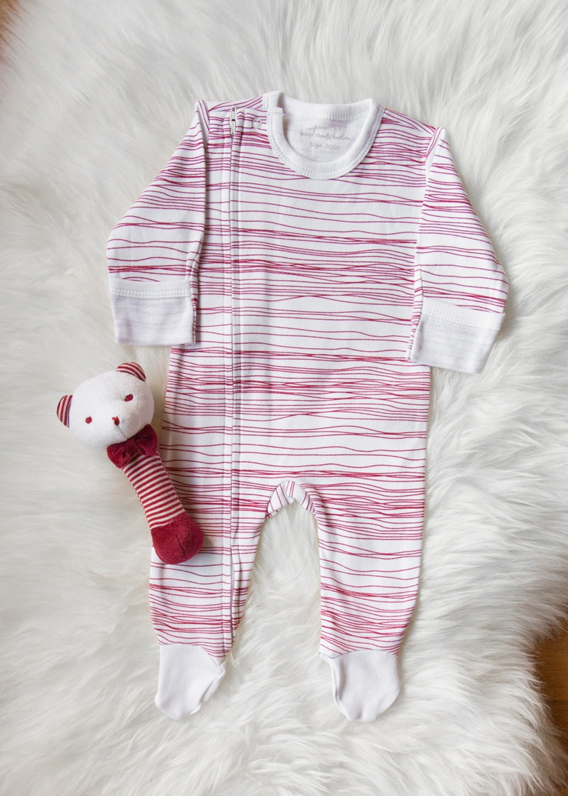 Emotion & Kids Zipped Outfit with Feet - Red Scribble