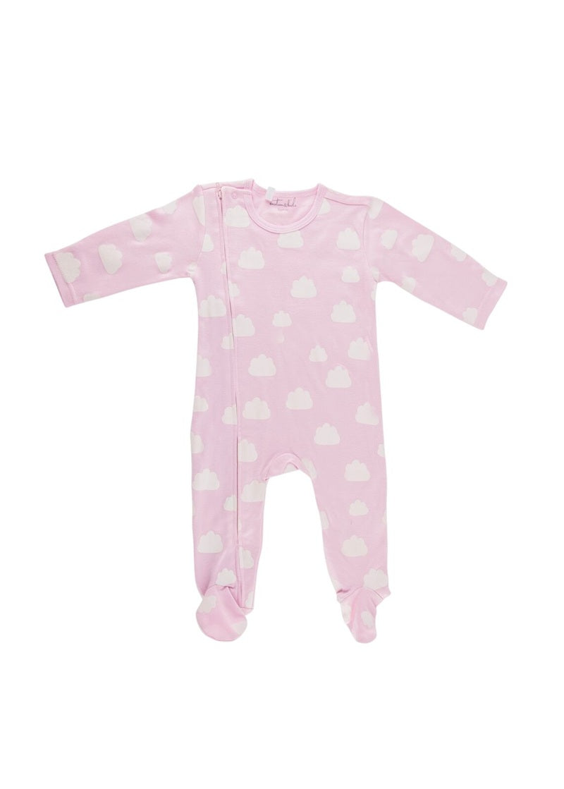 Emotion & Kids Zipped Outfit with Feet - Clouds Candy Pink