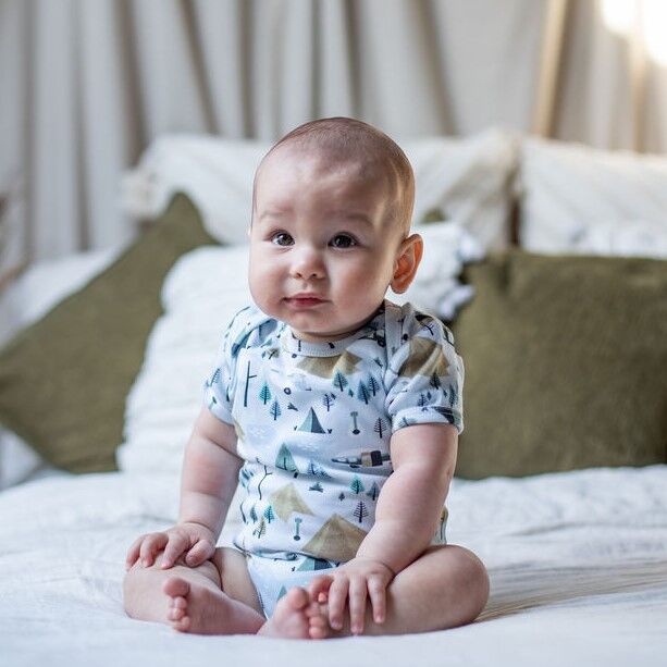 Emotion & Kids Organic Cotton Short Sleeve Bodysuit - Retro Camping