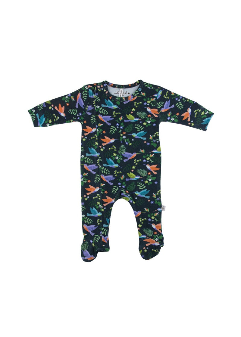 Emotion & Kids Organic Zipped Footed Outfit - Hummingbirds