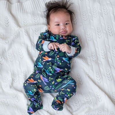 Emotion & Kids Organic Zipped Footed Outfit - Hummingbirds