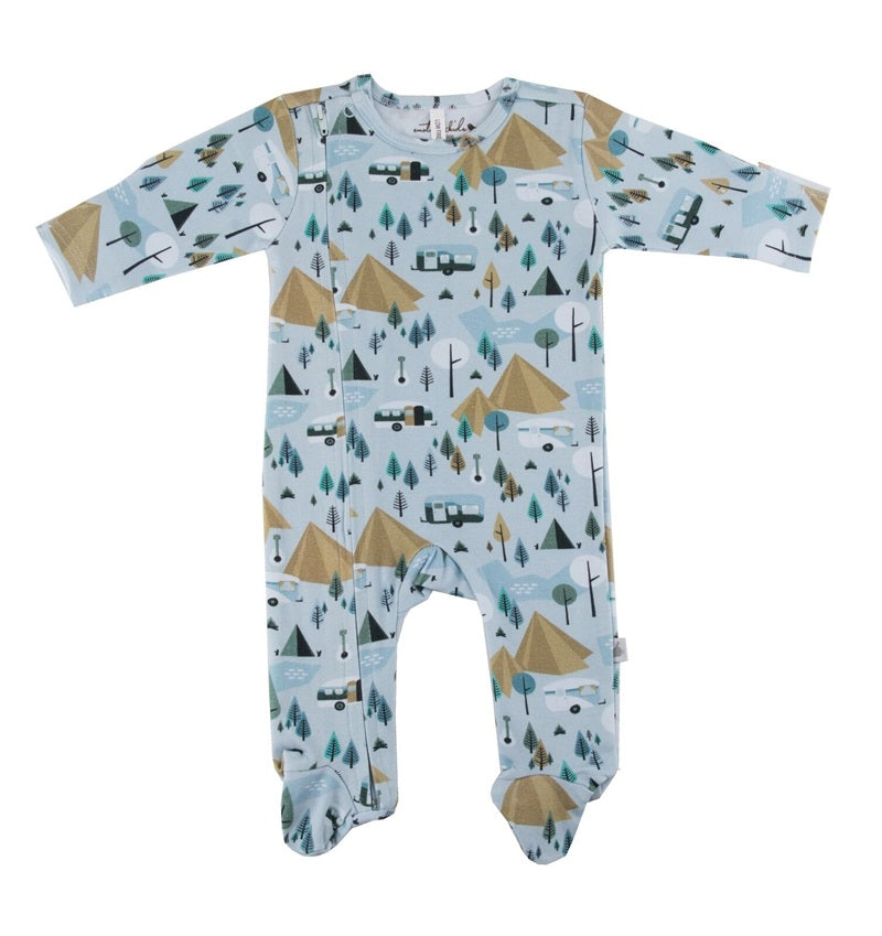 Emotion & Kids Organic Cotton Zipped Footed Outfit - Retro Camping