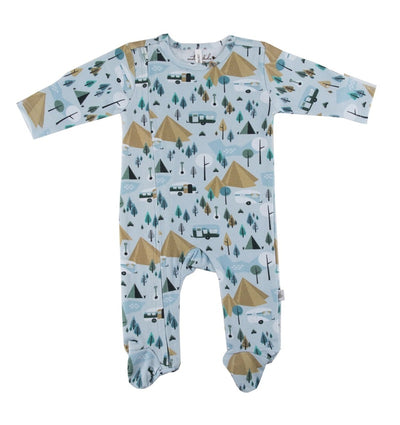 Emotion & Kids Organic Cotton Zipped Footed Outfit - Retro Camping