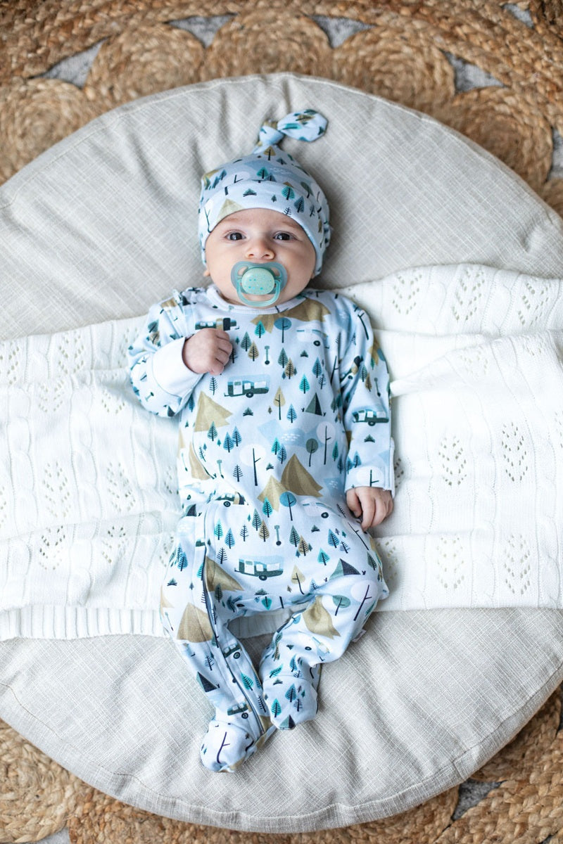 Emotion & Kids Organic Cotton Zipped Footed Outfit - Retro Camping
