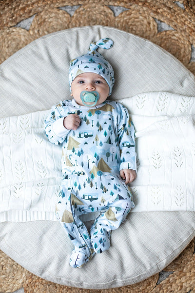 Emotion & Kids Organic Cotton Zipped Footed Outfit - Retro Camping