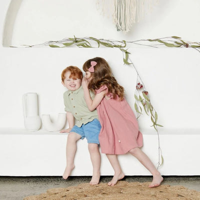 Tiny Twig Pintuck Dress - Rose Gold Crinkle