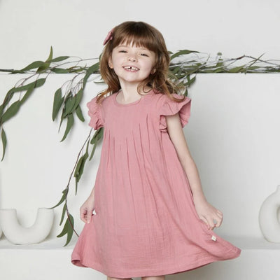 Tiny Twig Pintuck Dress - Rose Gold Crinkle