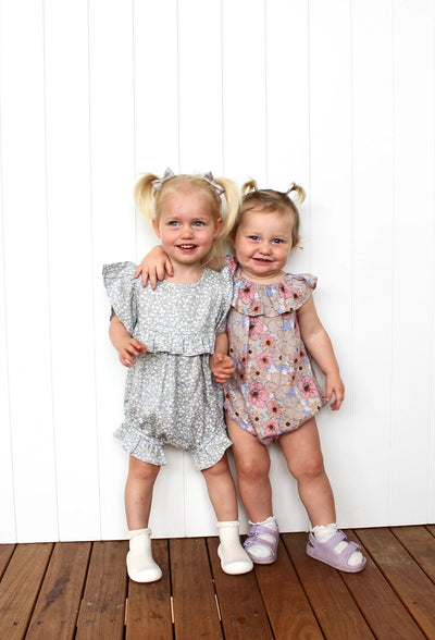 Dukes The Brand Piper Ruffle Playsuit - Sage Floral