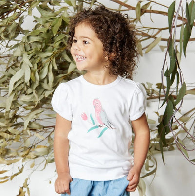 Tiny Twig Puff Sleeve Tee - White/Really Wild