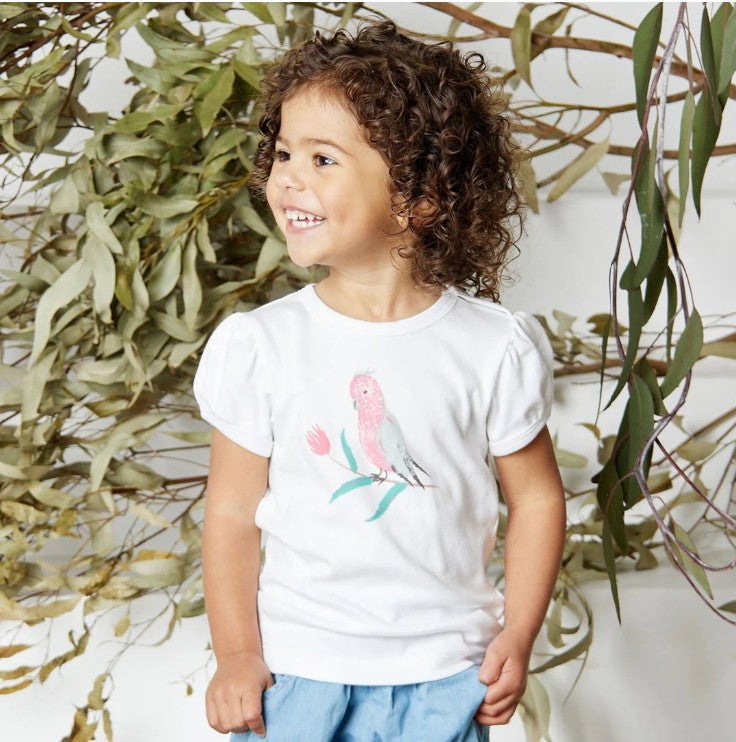 Tiny Twig Puff Sleeve Tee - White/Really Wild