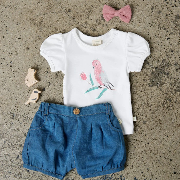 Tiny Twig Puff Sleeve Tee - White/Really Wild