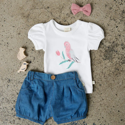 Tiny Twig Puff Sleeve Tee - White/Really Wild