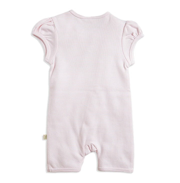 Tiny Twig Puff Sleeve Zipsuit - Pink Stripes