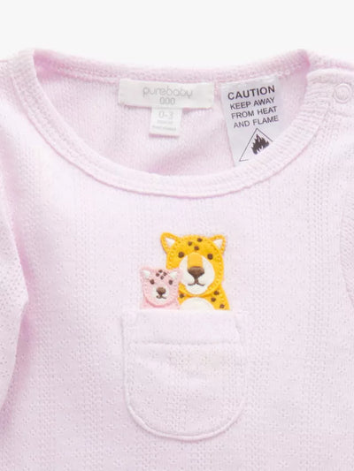 Purebaby Peekaboo Long Sleeve Bodysuit - Mother of Pearl