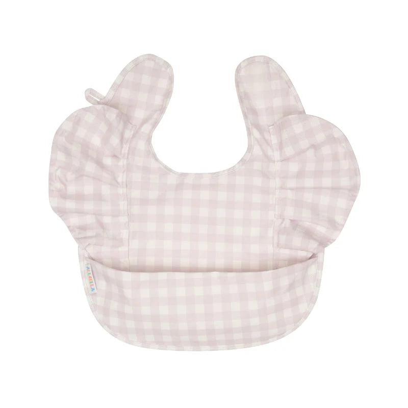 All 4 Ella Recycled Frills Bib - Gingham Lilac