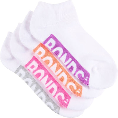 Bonds Kids Cushioned Low Cut 4 Pack Socks - Pink/Orange/Purple/Grey