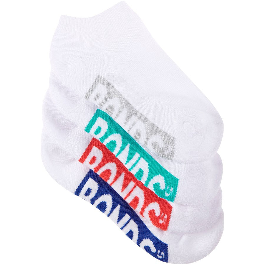 Bonds Kids Cushioned Low Cut 4 Pack Socks - Navy/Red/Aqua/Grey