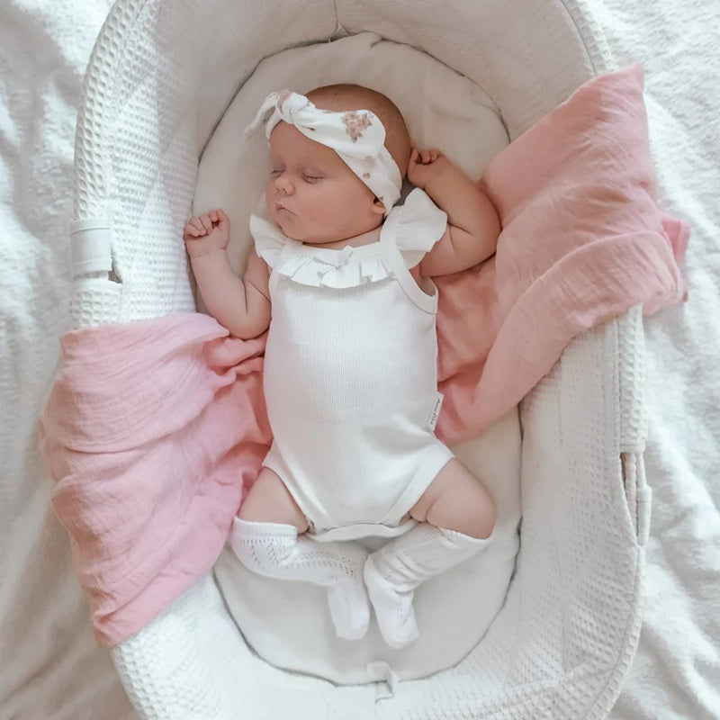 Aster & Oak White Rib Singlet Onesie - White