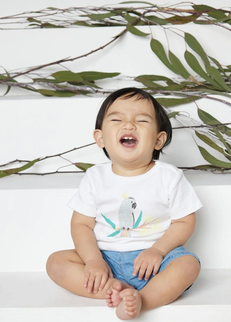 Tiny Twig Round Neck Tee - White/Really Wild