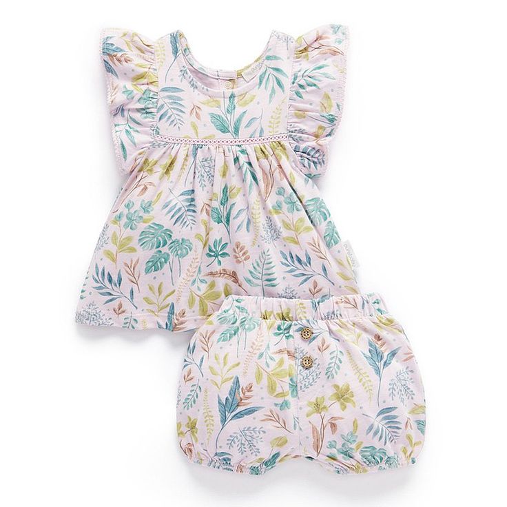 Purebaby Ruffle 2 Piece Set - Rain Forest Print
