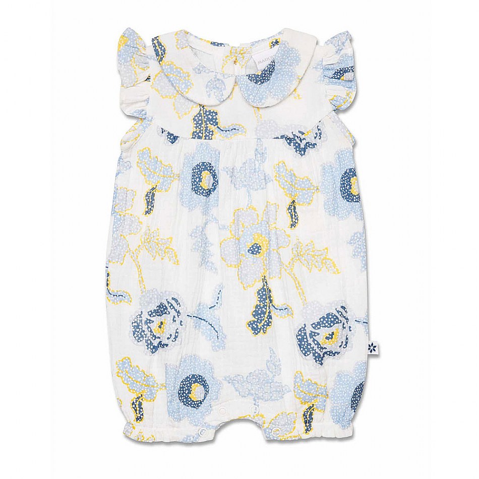Marquise Mediterranean Dreaming Frill Sleeve Muslin Romper - Print