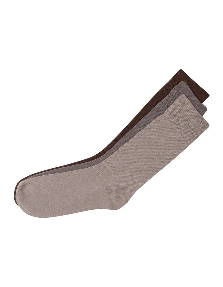 Bonds Mens Everyday Crew Socks 3 Pack - Brown Mix