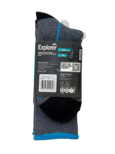Bonds Explorer Mens Aussie Cotton Original Crew - Grey/Blue