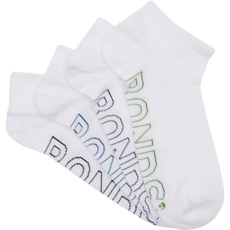 Bonds Mens Lightweight Low Cut 4 Pack - White Pack