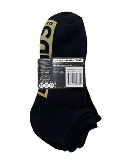 Bonds Mens Logo Cushioned Low Cut Socks 3 Pack - Black Pack