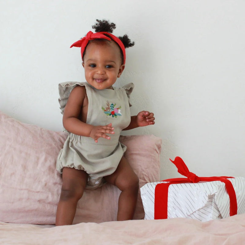 Dukes The Brand Sand Embroidered Ruffle Overalls