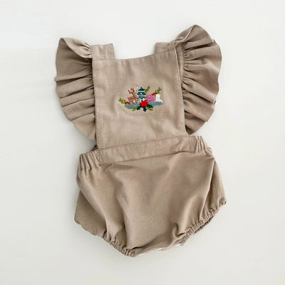 Dukes The Brand Sand Embroidered Ruffle Overalls
