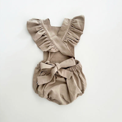 Dukes The Brand Sand Embroidered Ruffle Overalls