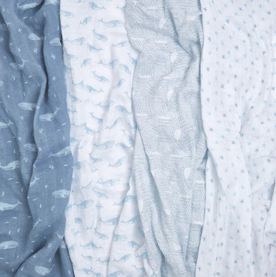 Aden and Anais Organic 4 Pack Swaddles - Oceanic